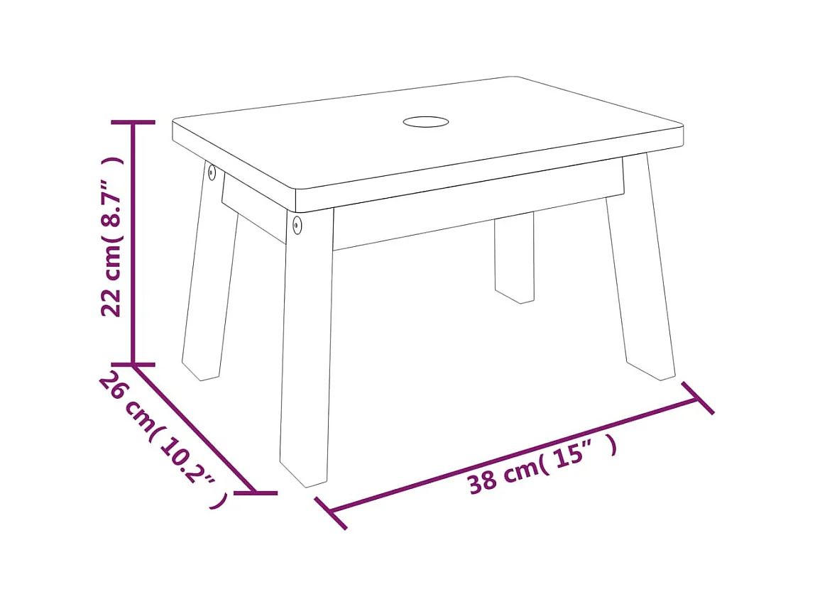 Tritthocker 38x26x22 cm Massivholz Akazie