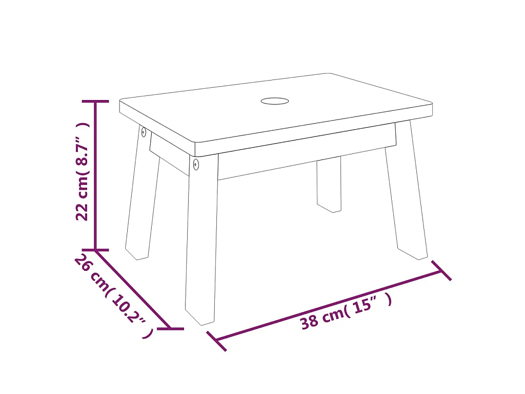 Tabouret-escabeau 38x26x22 cm Bois d'acacia solide