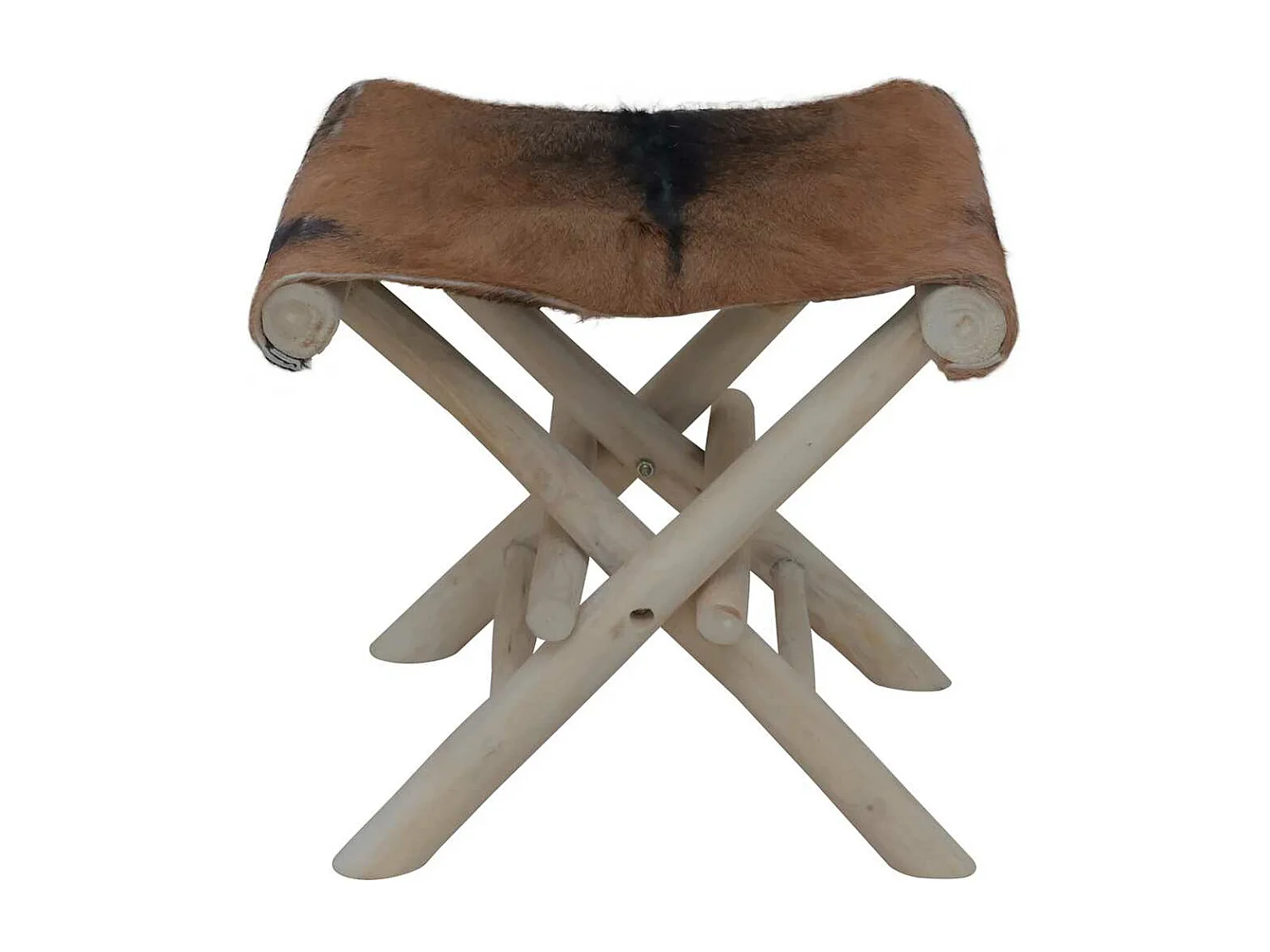 Klapphocker Ziegenleder und Massivholz Teak