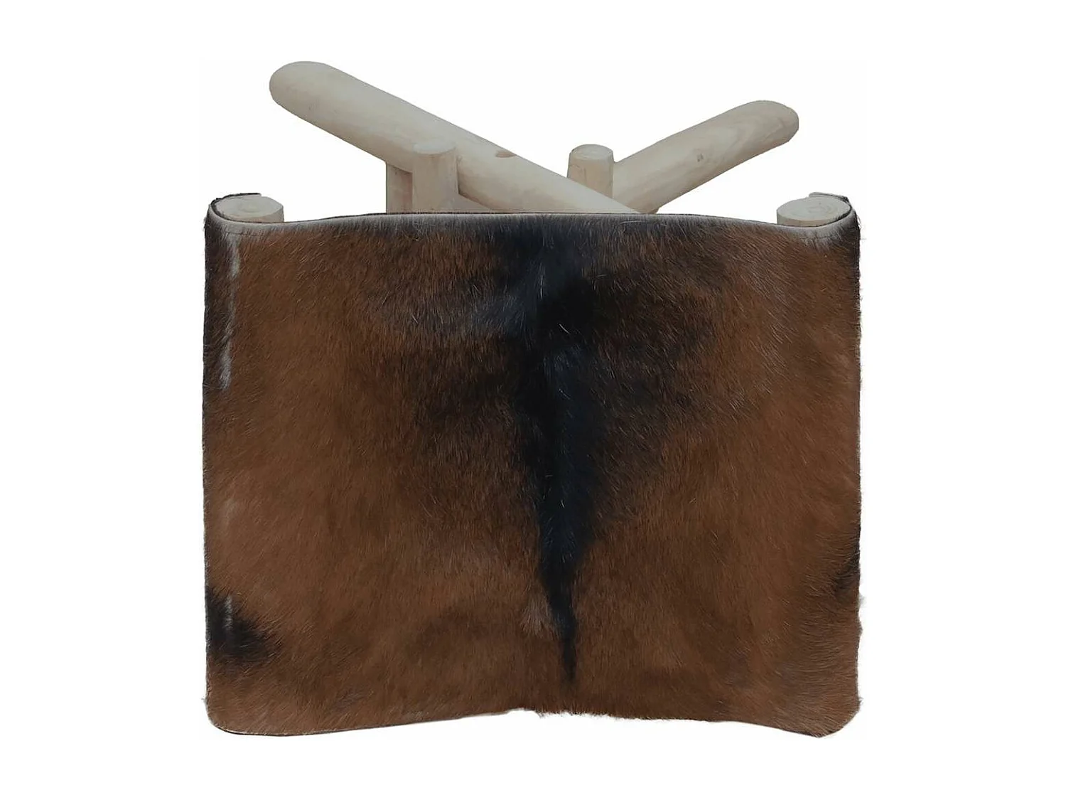 Klapphocker Ziegenleder und Massivholz Teak