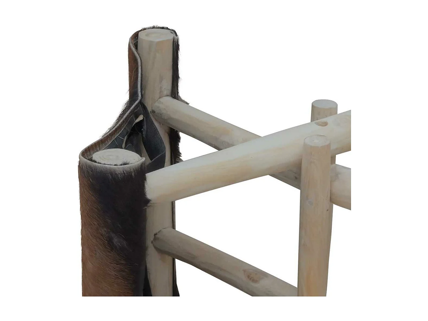 Klapphocker Ziegenleder und Massivholz Teak