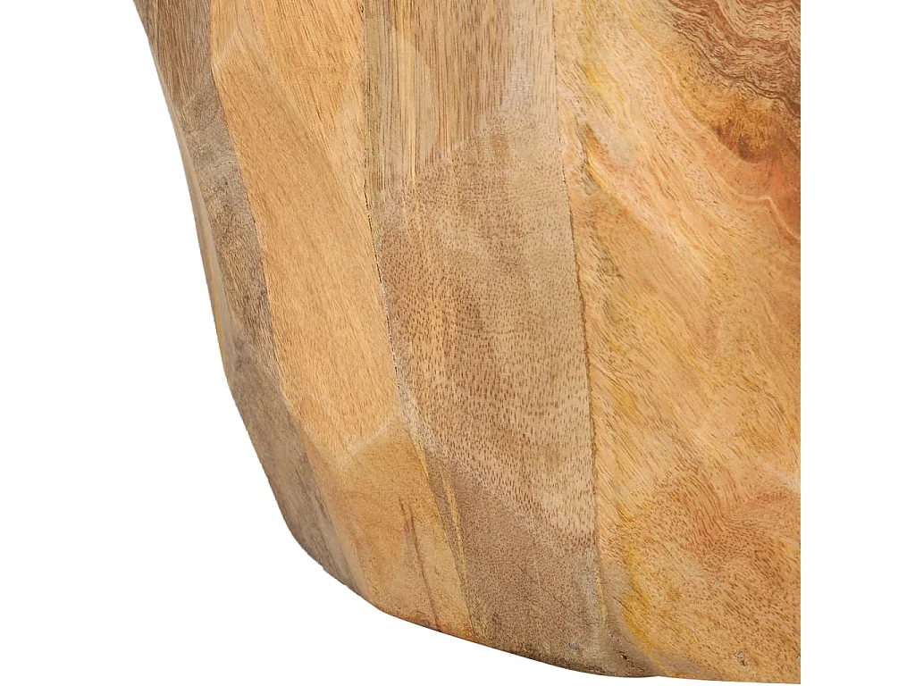 Sgabello a Forma di Tamburo in Legno Massello di Mango