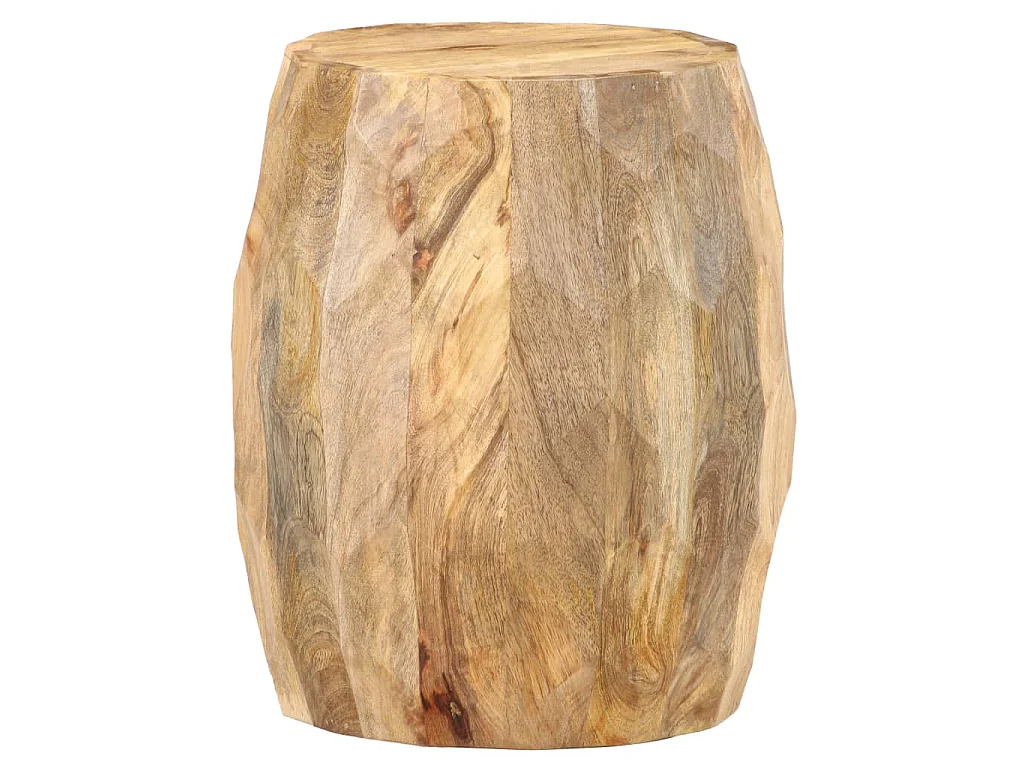 Sgabello a Forma di Tamburo in Legno Massello di Mango