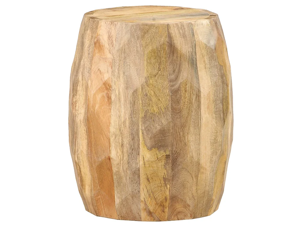 Sgabello a Forma di Tamburo in Legno Massello di Mango