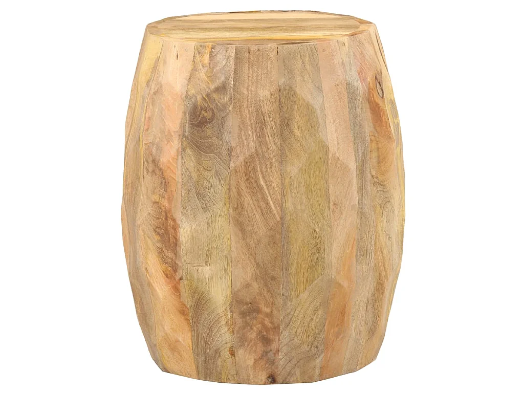 Sgabello a Forma di Tamburo in Legno Massello di Mango