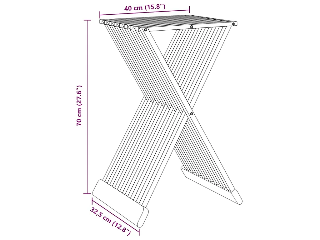 Tabouret pliant 40x32,5x70 cm Bois massif de teck