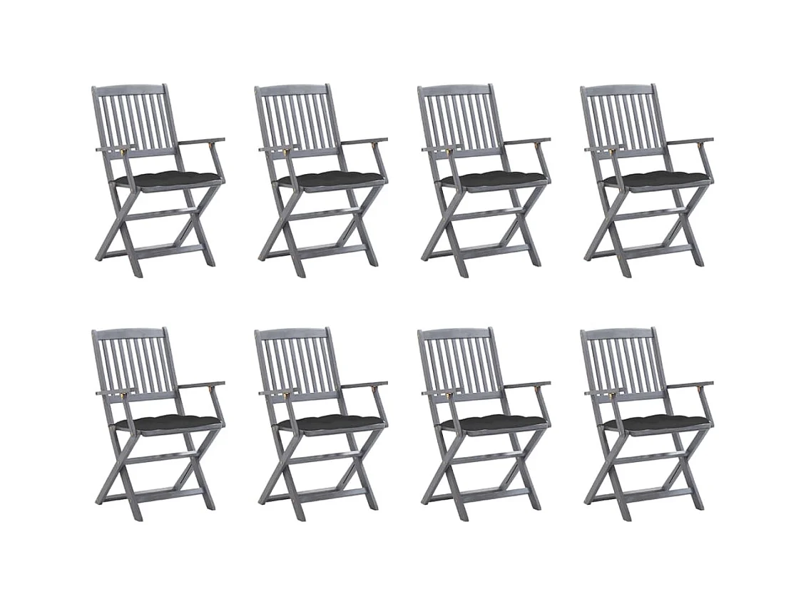 Tuinstoelen 8 st inklapbaar met kussens massief acaciahout
