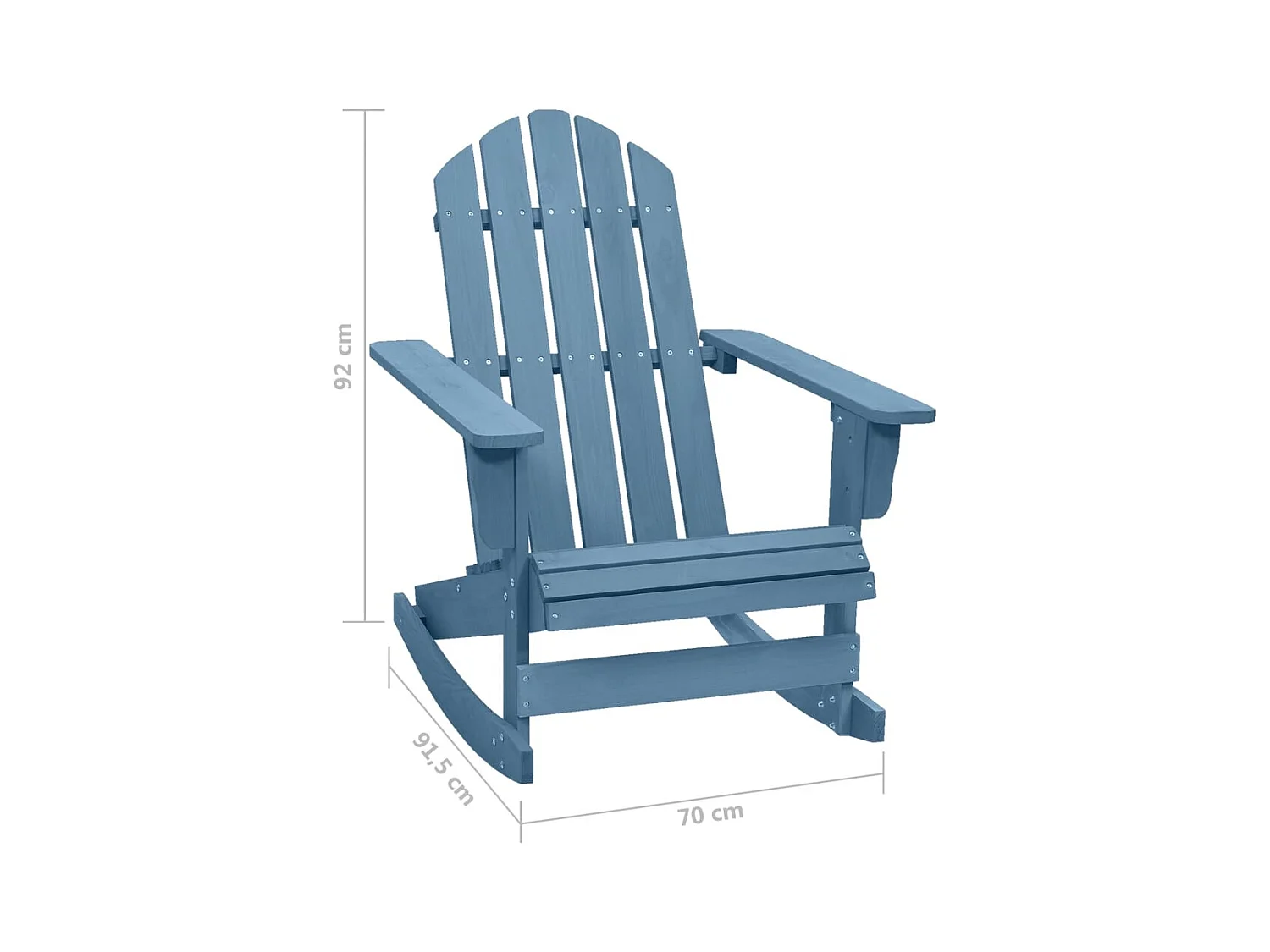 Chaise à bascule de jardin Adirondack bois de sapin massif bleu