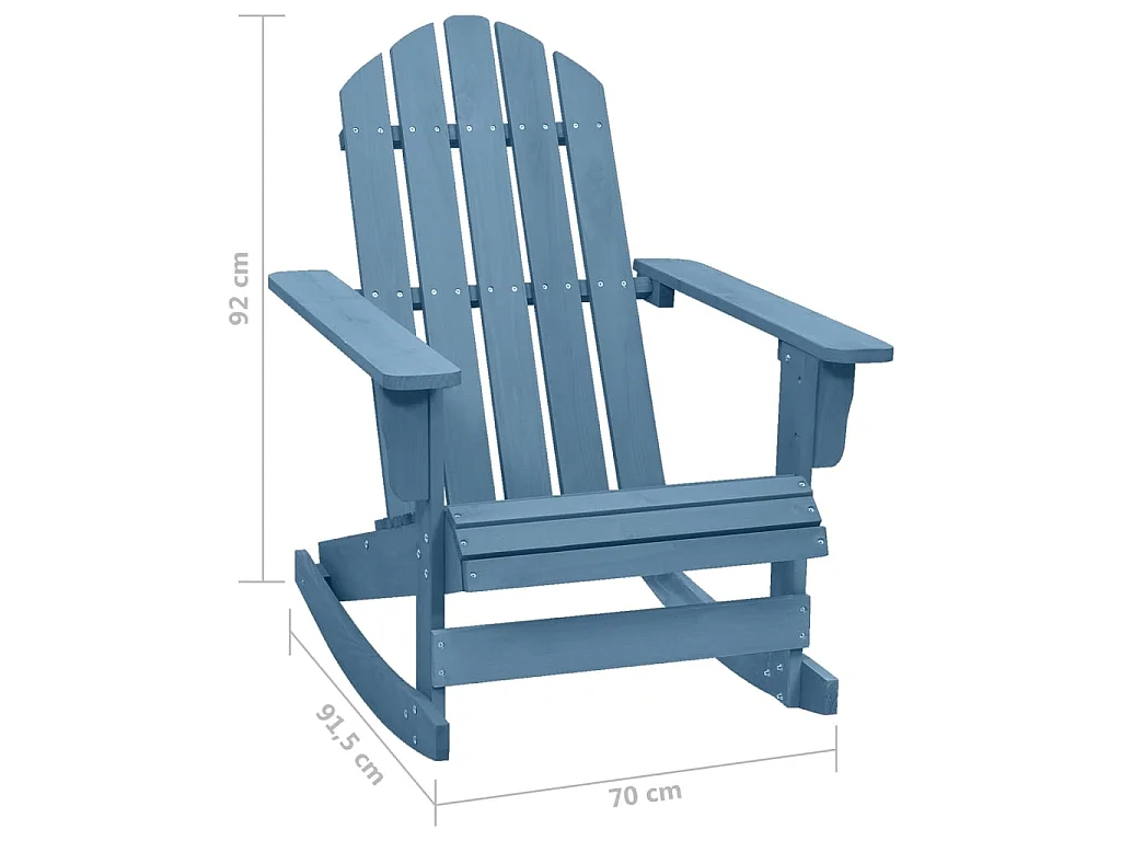 Chaise à bascule de jardin Adirondack bois de sapin massif bleu