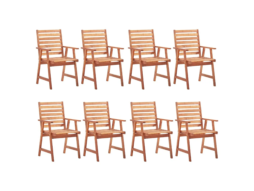 Chaises à manger d'extérieur lot de 8 et coussins Acacia massif