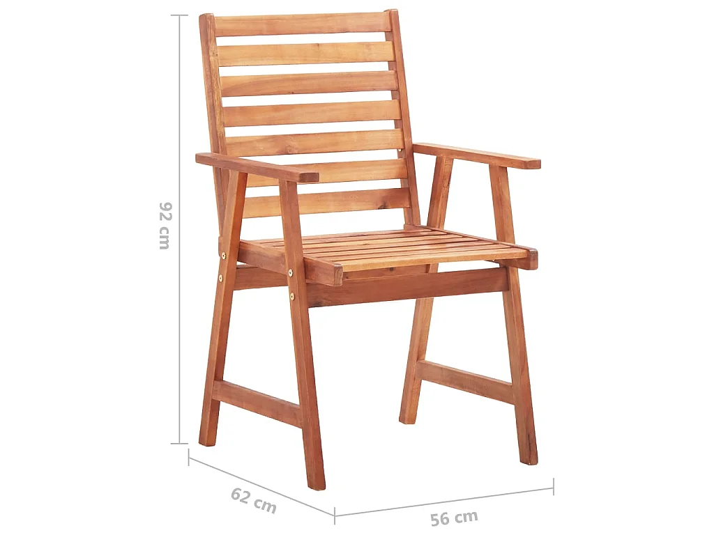 Chaises à manger d'extérieur lot de 8 et coussins Acacia massif