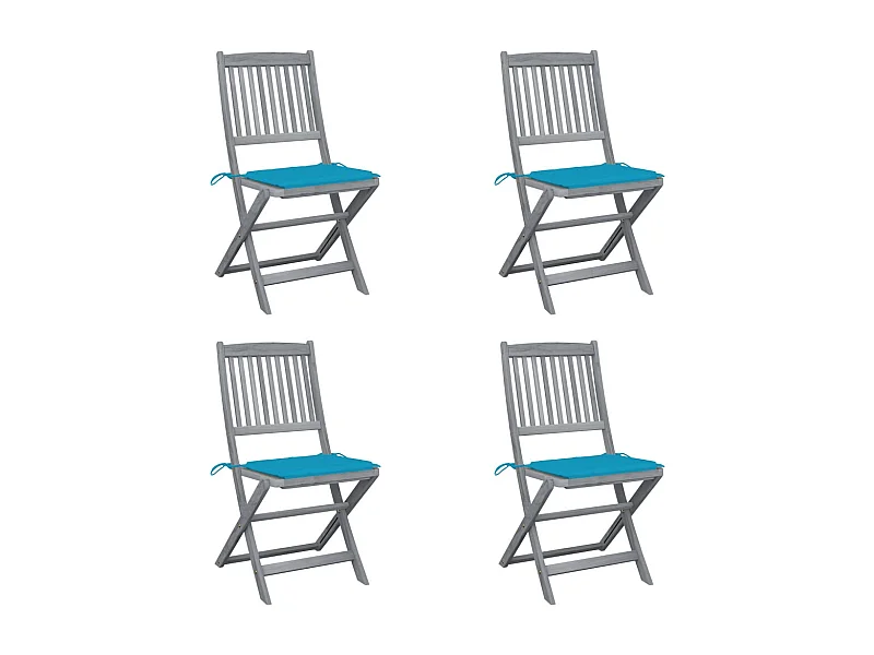 Chaises pliables d'extérieur lot de 4 et coussins Bois d'acacia