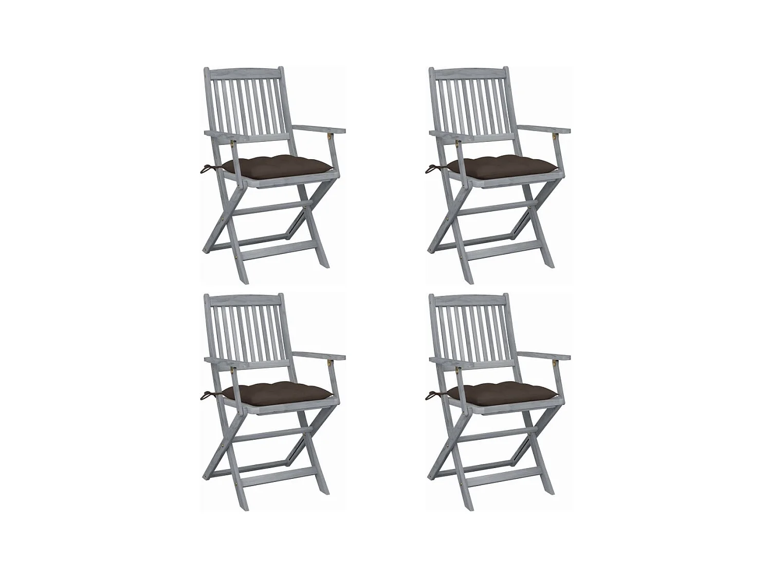 Chaises pliables d'extérieur lot de 4 et coussins Bois d'acacia