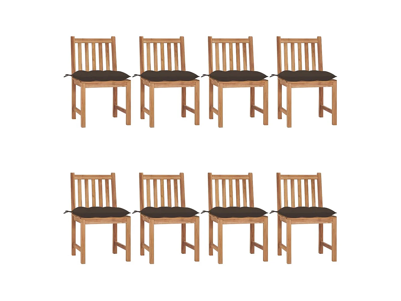 Chaises de jardin lot de 8 avec coussins Bois de teck massif