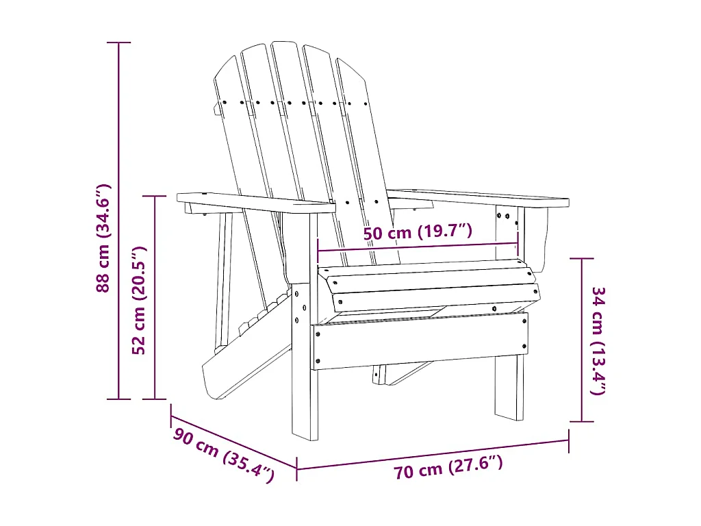 Chaise de jardin Adirondack bois de sapin massif orange