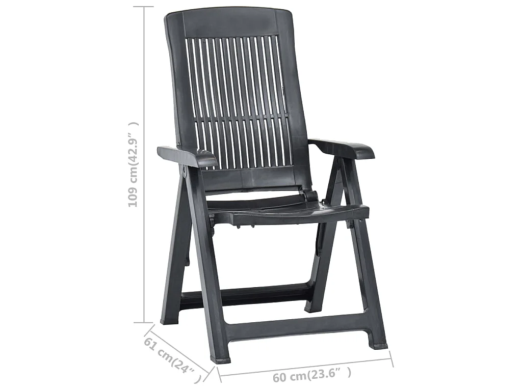 Sedie da Giardino Reclinabili 2 pz in Plastica Antracite