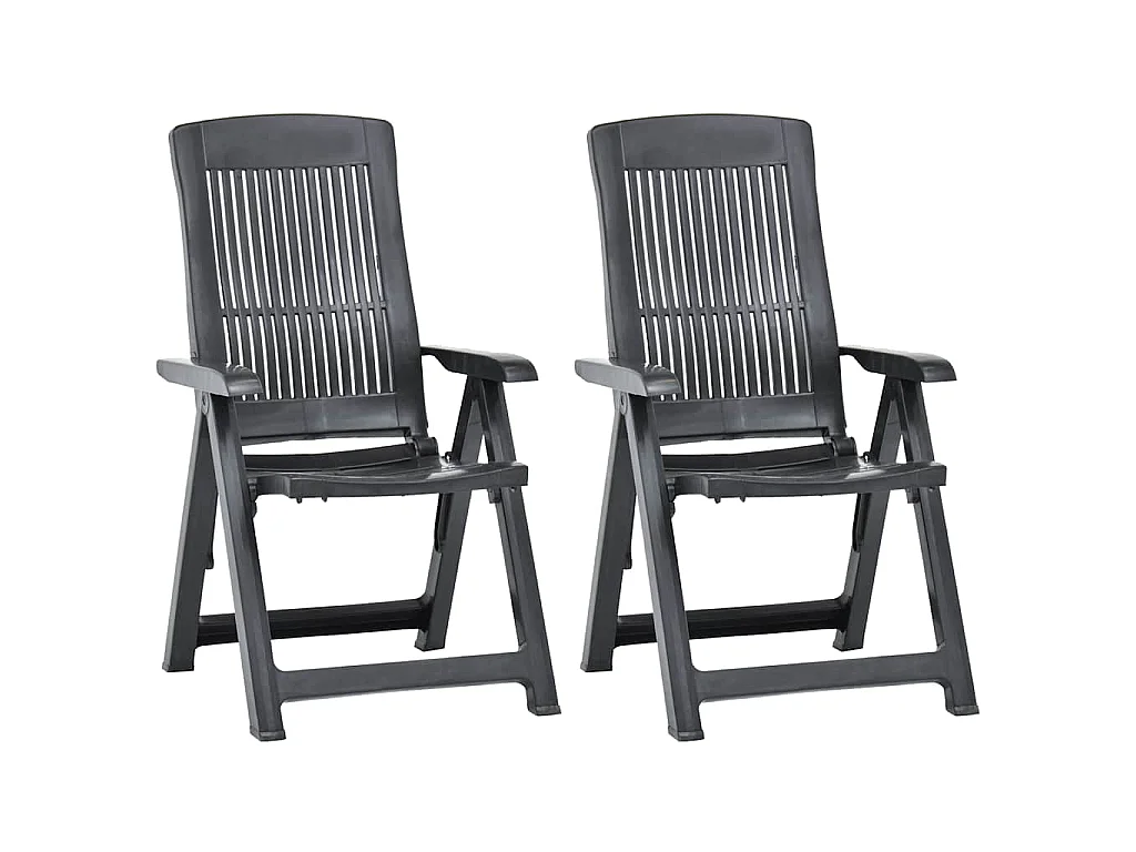 Fauteuils pliants inclinables, lot de 2, en plastique anthracite
