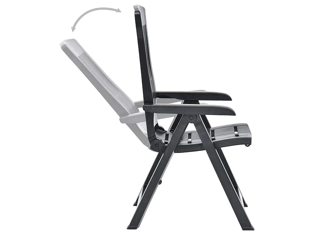Fauteuils pliants inclinables, lot de 2, en plastique anthracite