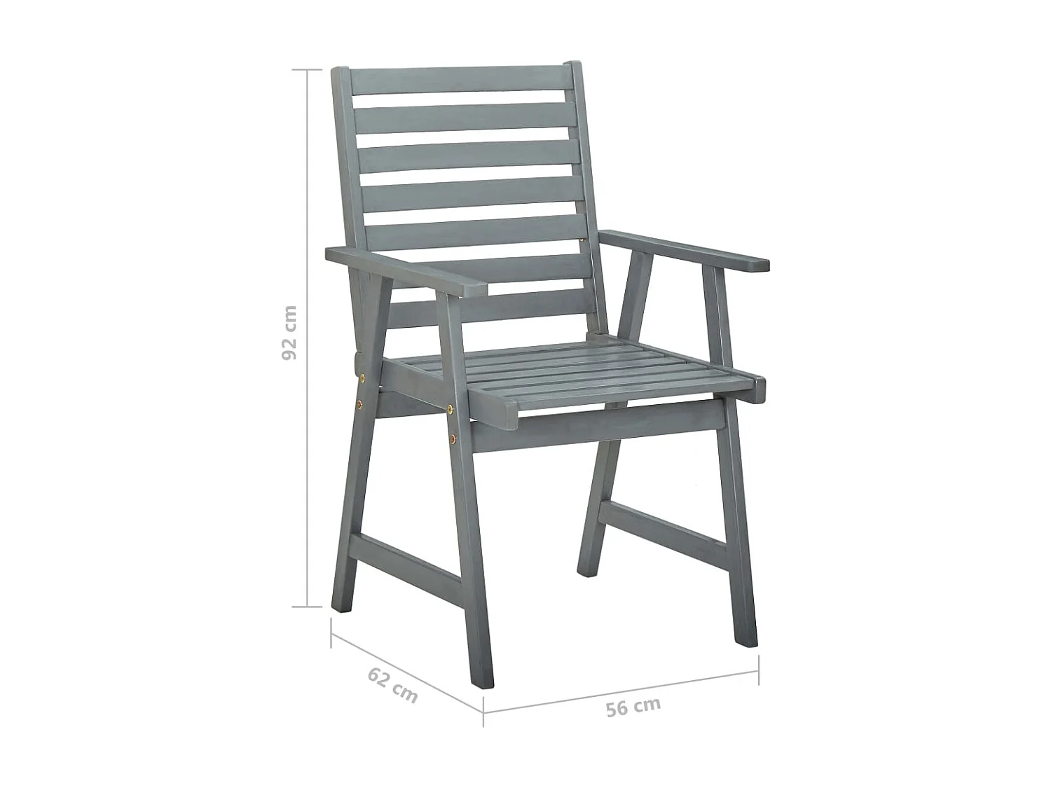 Cadeiras de jantar para jardim 3 pcs acácia maciça cinzento