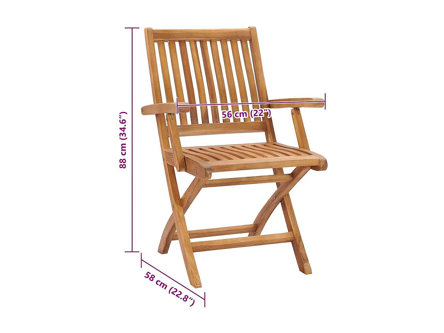 Chaises pliables de jardin avec coussins lot de 6 Bois de teck