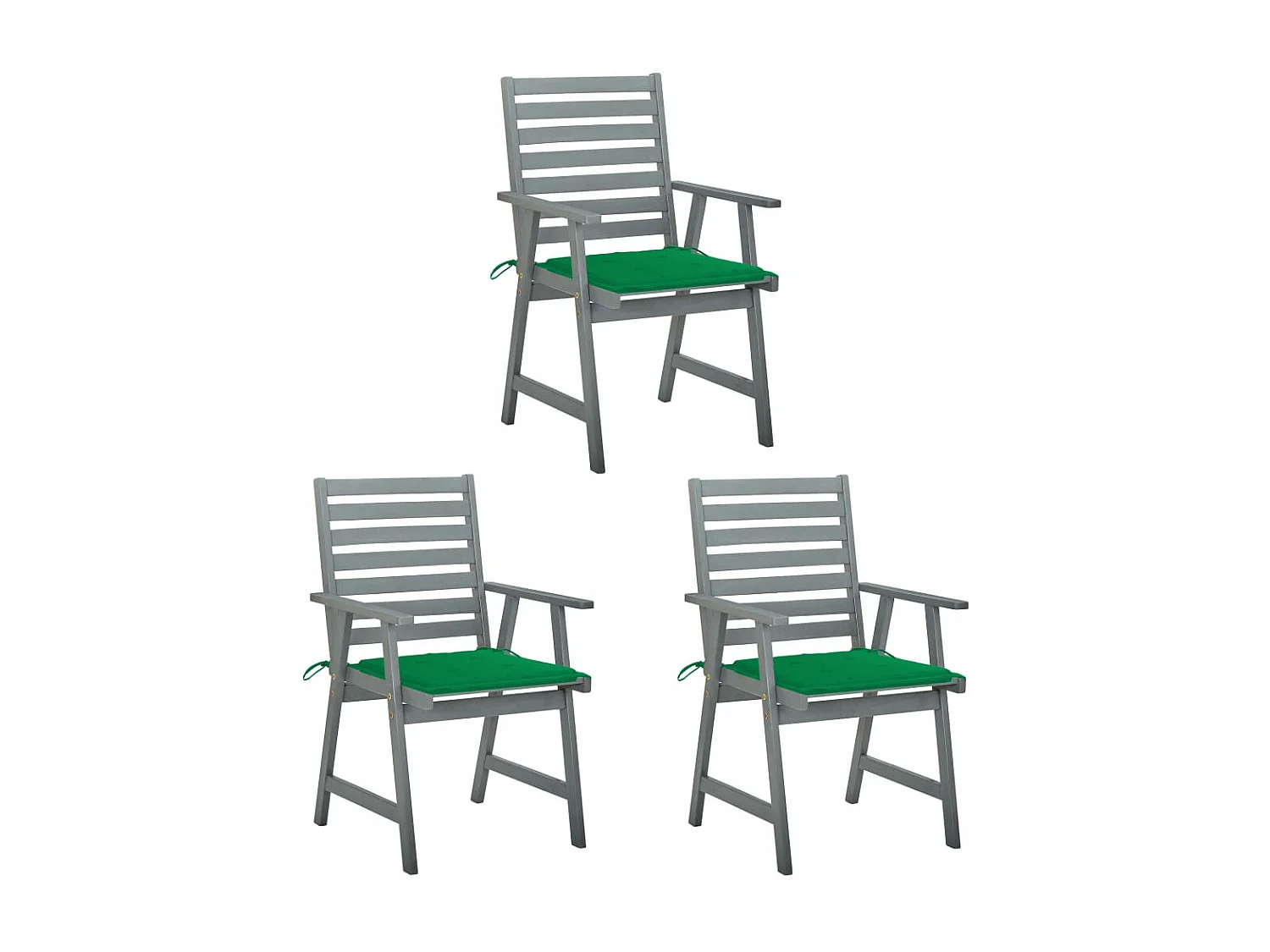 Garten-Essstühle mit Kissen 3 Stk. Massivholz Akazie