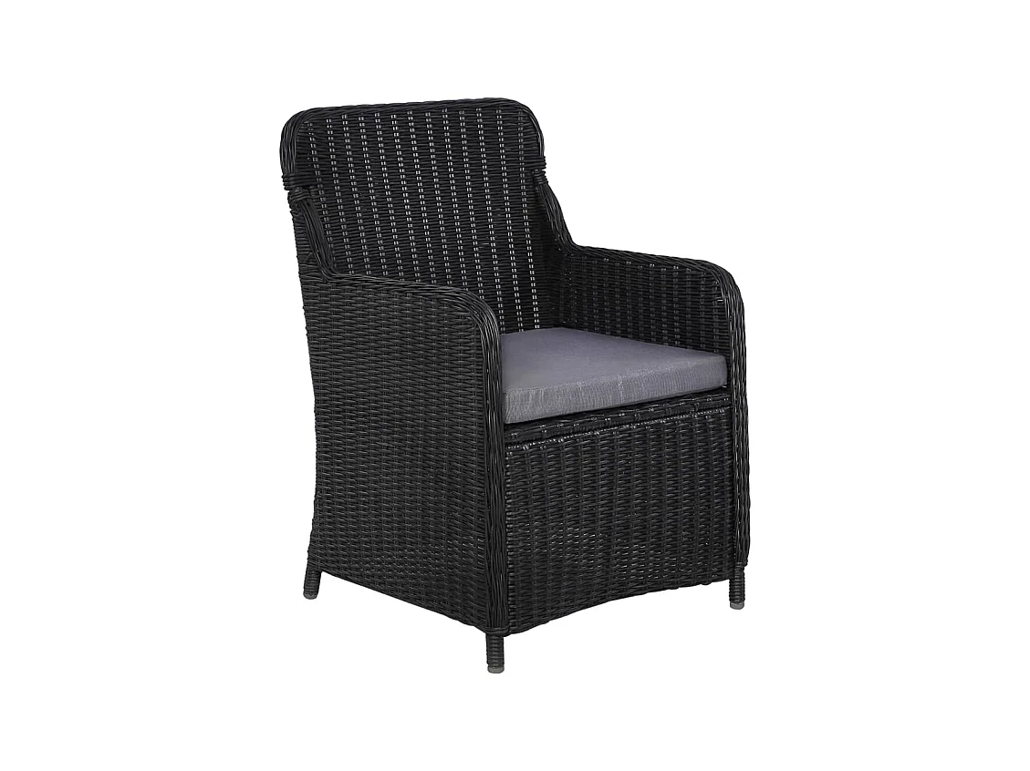 lot de 2 Chaises d'extérieur avec coussins Résine tressée Noir