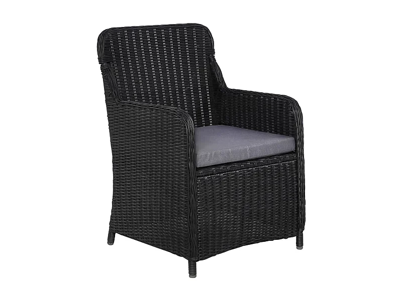 lot de 2 Chaises d'extérieur avec coussins Résine tressée Noir