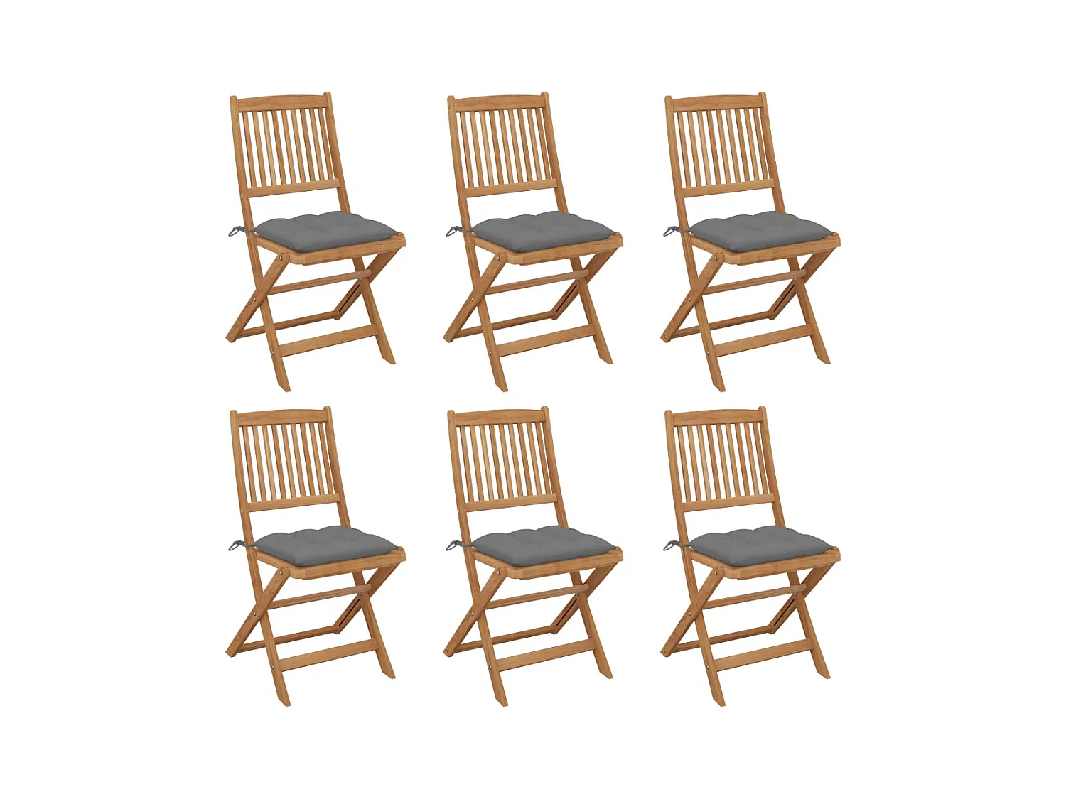 Tuinstoelen 6 st inklapbaar met kussens massief acaciahout