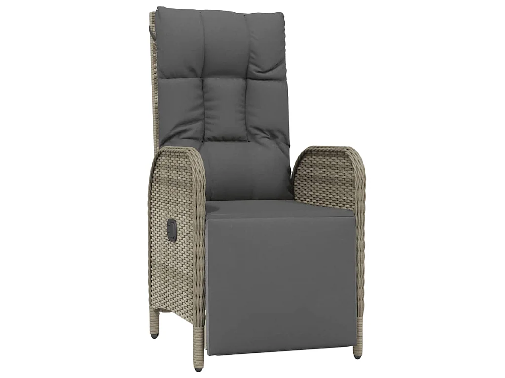 Garten-Relaxstühle 2 Stk. mit Tisch Grau Poly Rattan