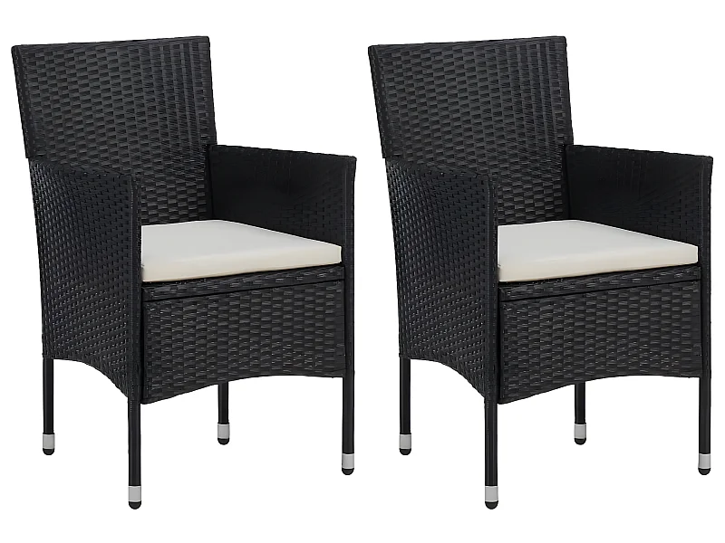Garten-Essstühle 2 Stk. Poly Rattan Schwarz