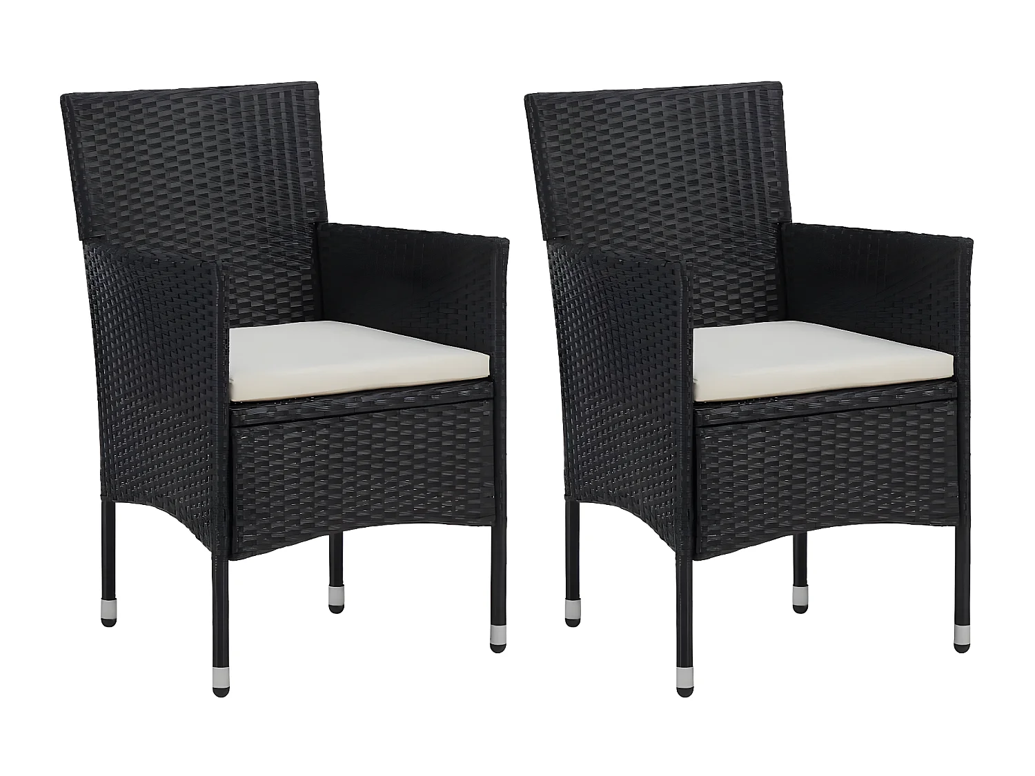Garten-Essstühle 2 Stk. Poly Rattan Schwarz