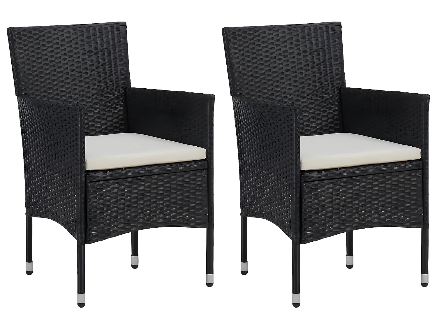 Set Sedie da Pranzo per Giardino 2 Pz in Polyrattan Nero