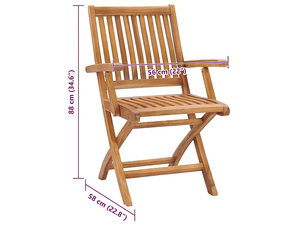 Chaises pliables de jardin avec coussins lot de 6 Bois de teck
