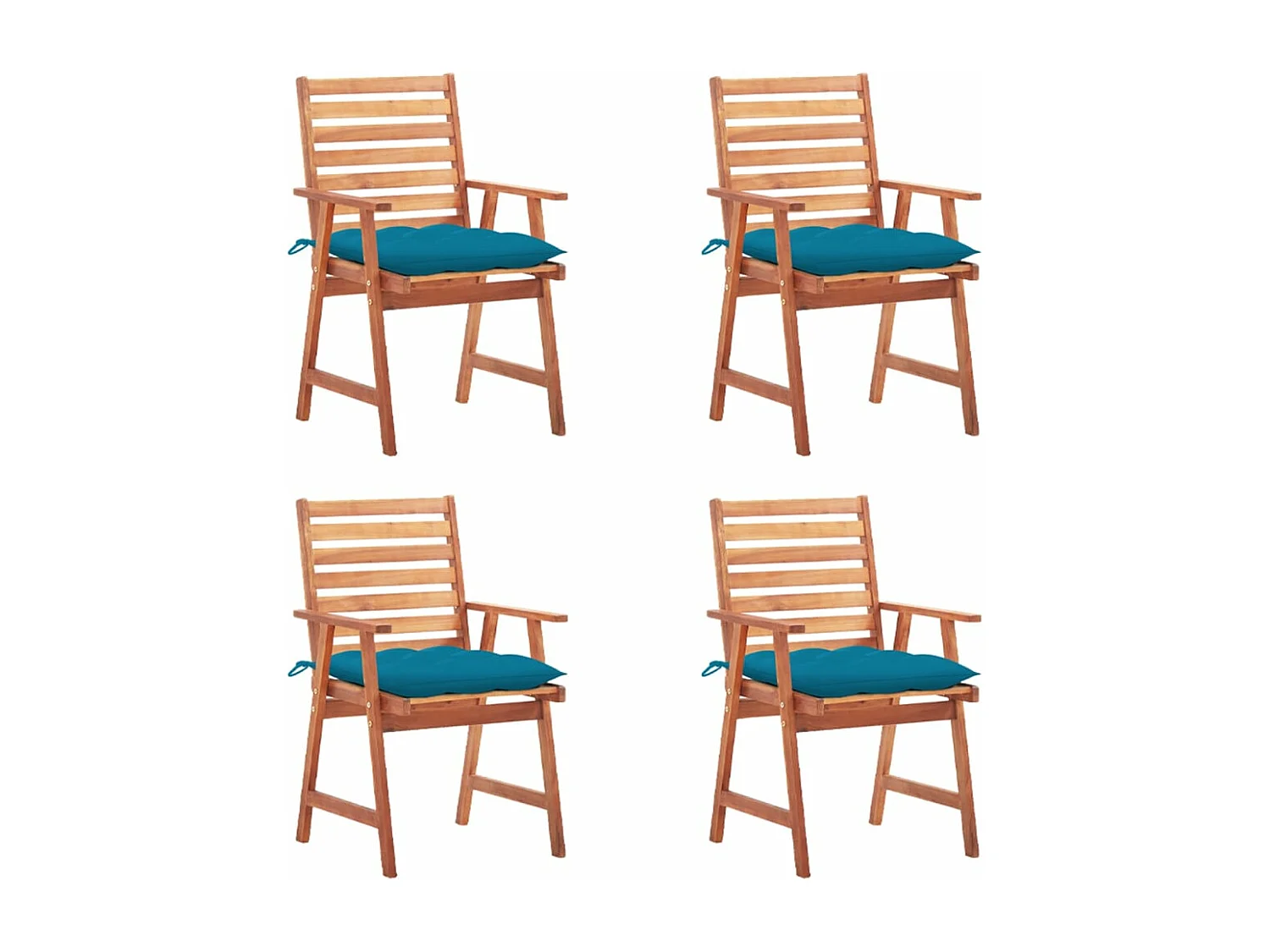 Chaises à manger d'extérieur lot de 4 et coussins Acacia massif