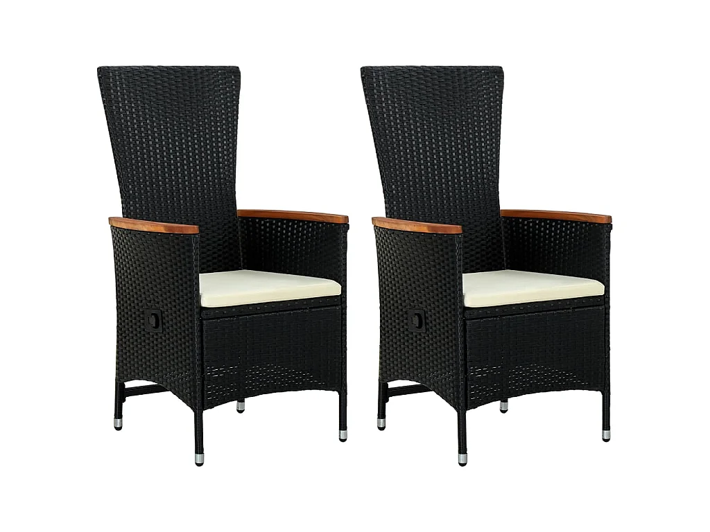 Gartenstühle 2 Stk. mit Polstern Poly Rattan Schwarz