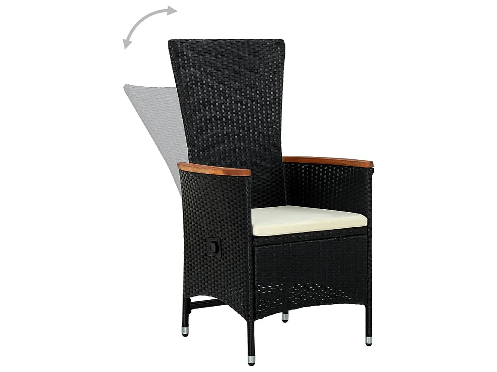 Gartenstühle 2 Stk. mit Polstern Poly Rattan Schwarz