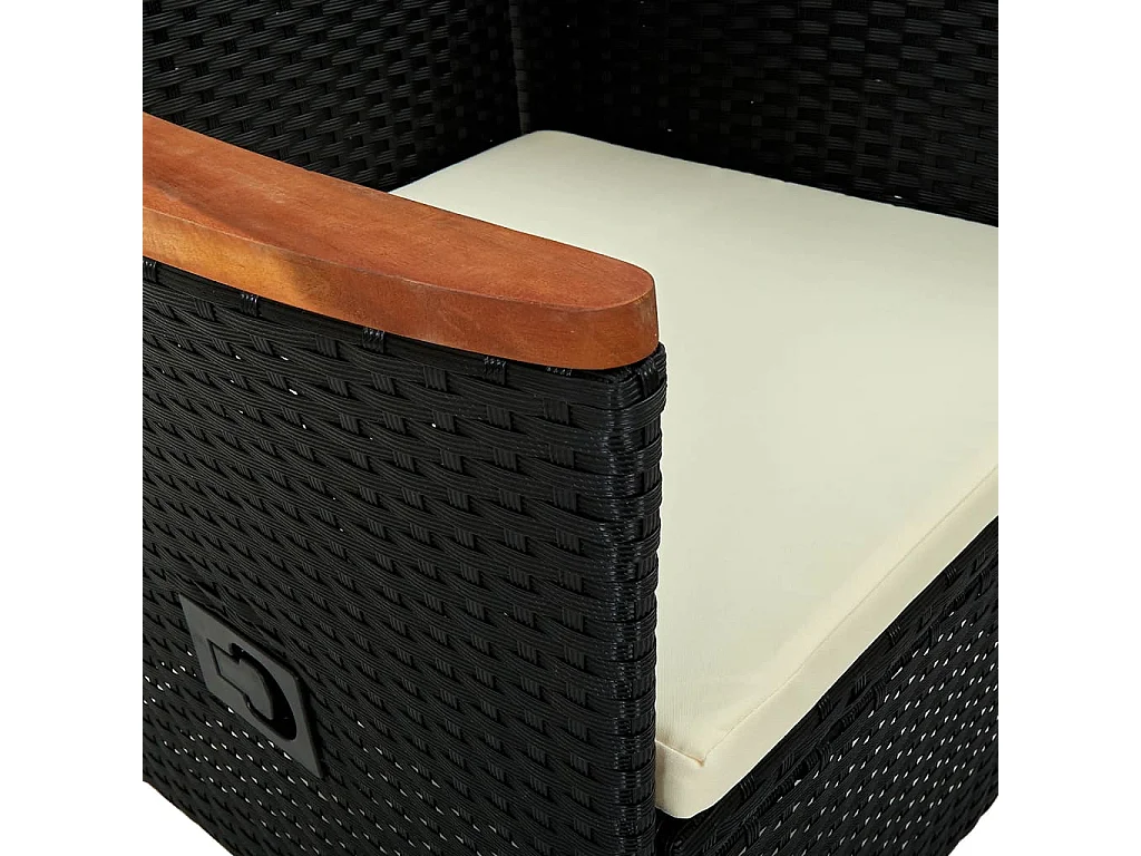 Gartenstühle 2 Stk. mit Polstern Poly Rattan Schwarz