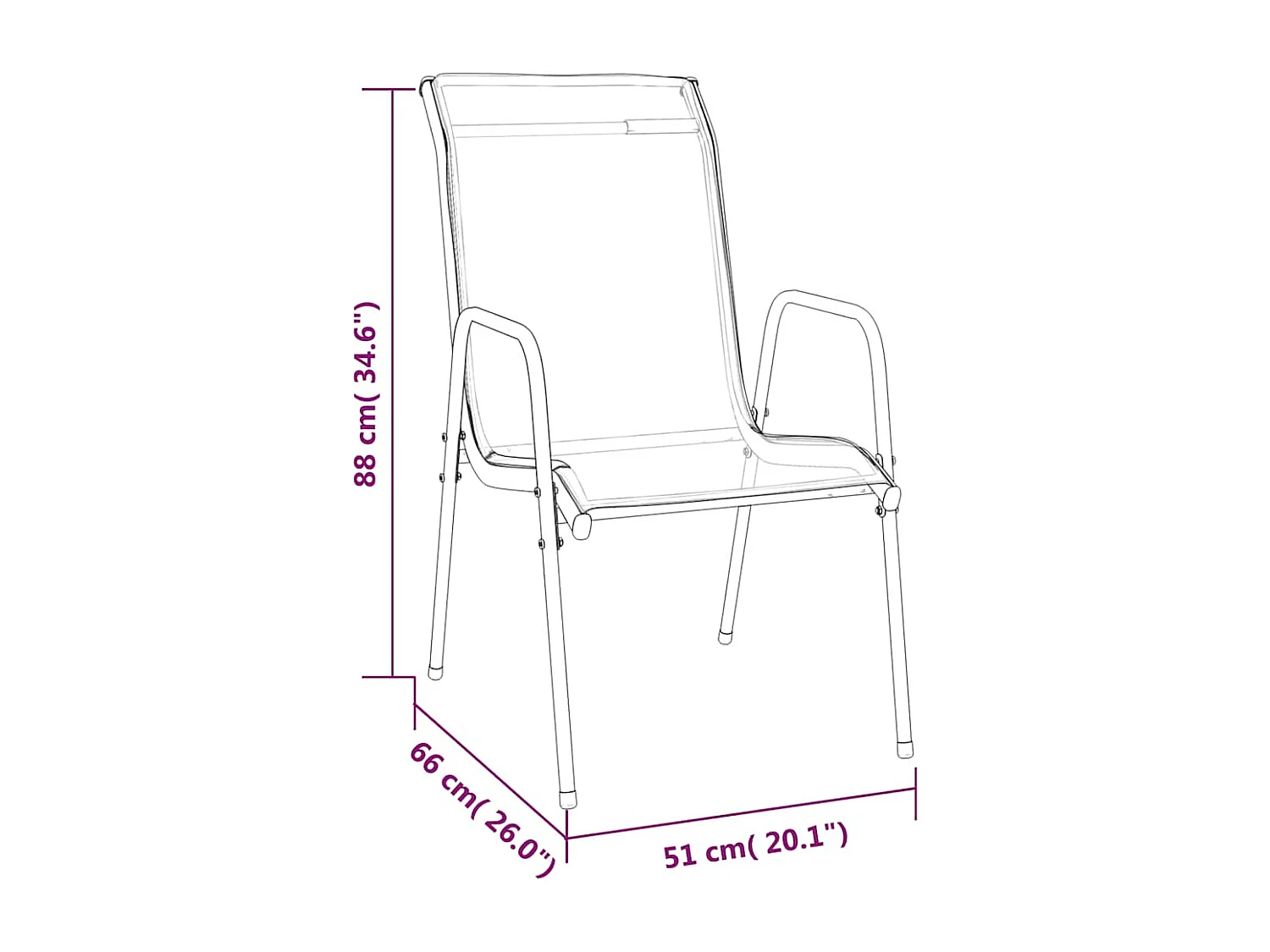 Gartenstühle 6 Stk. Stahl und Textilene Schwarz