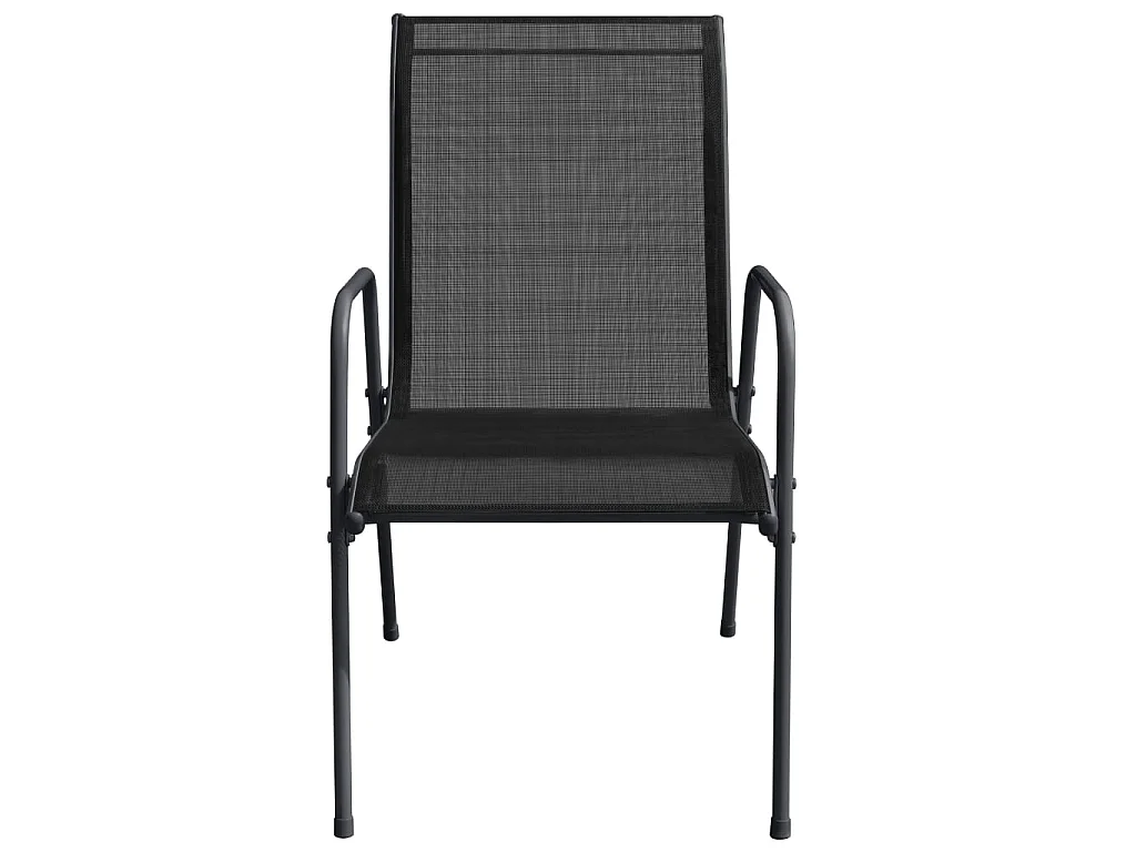 Chaises de jardin lot de 6 Acier et textilène Noir