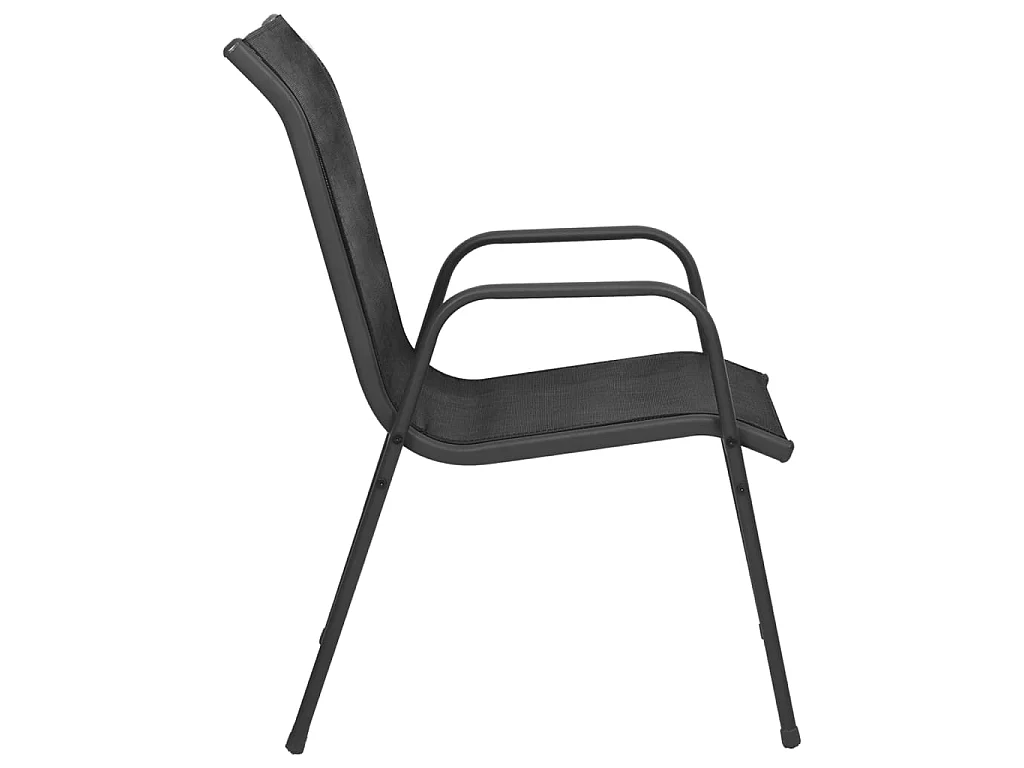 Chaises de jardin lot de 6 Acier et textilène Noir