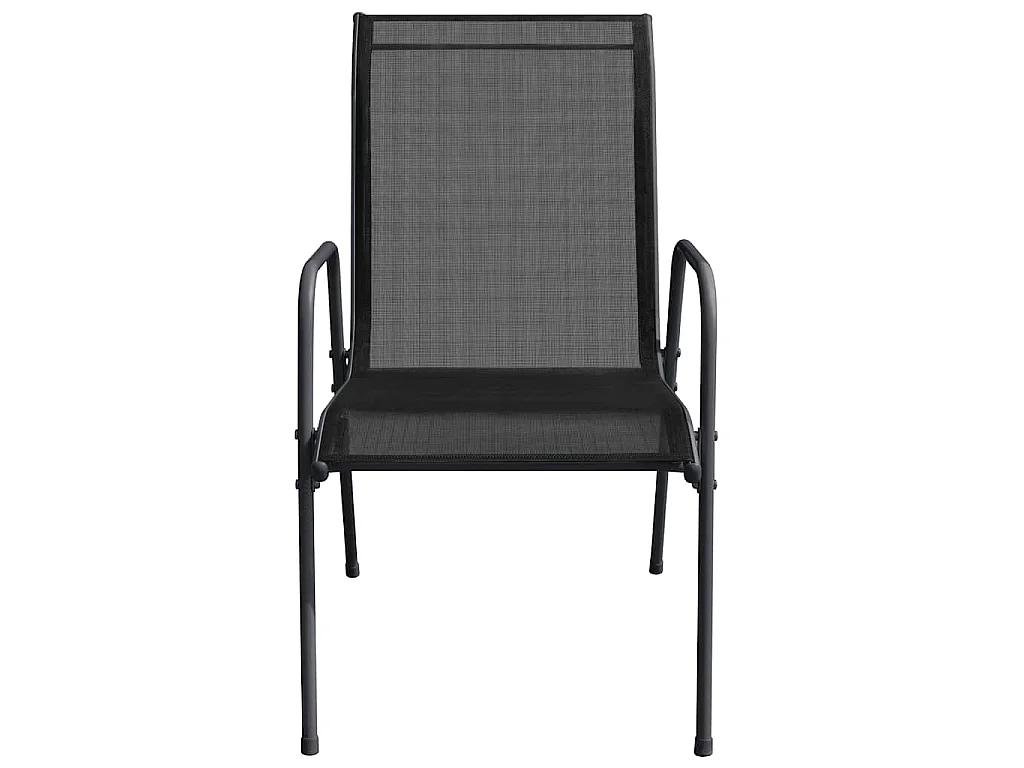 Chaises de jardin lot de 6 Acier et textilène Noir