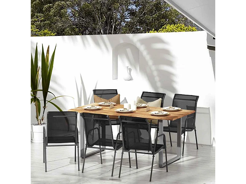 Chaises de jardin lot de 6 Acier et textilène Noir