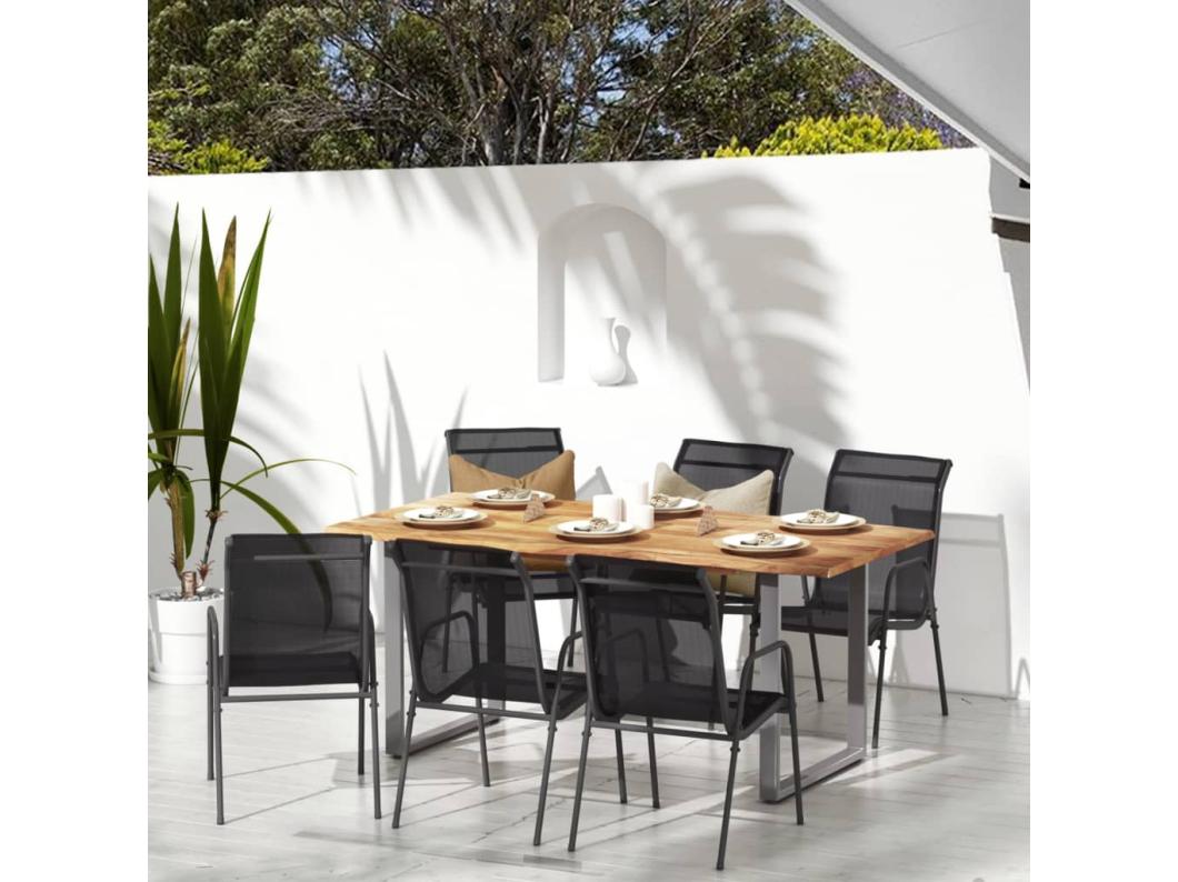 Cadeiras de jardim 6 pcs aço e textilene preto