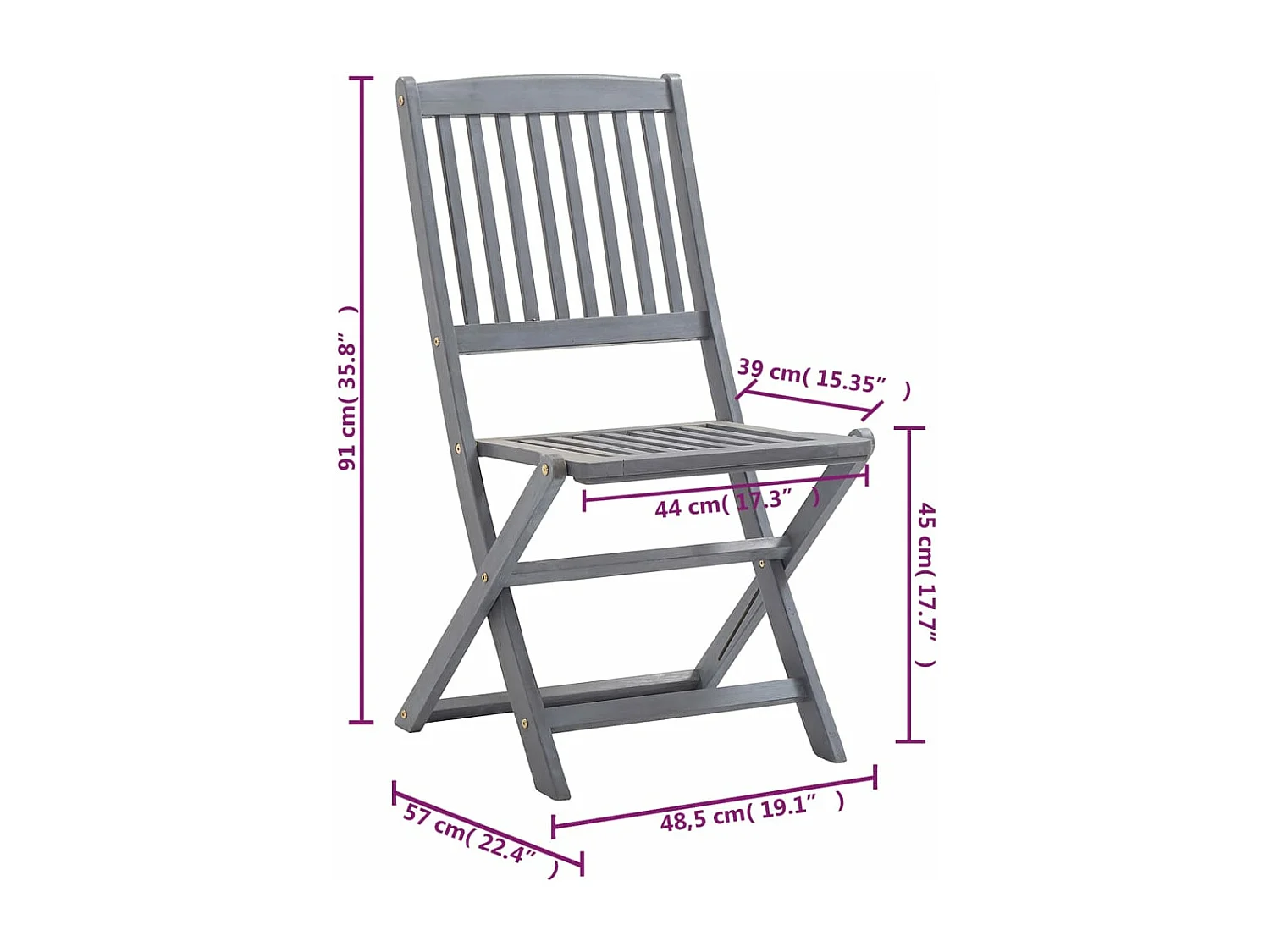 Sedie da Giardino Pieghevoli 6pz con Cuscini in Massello Acacia