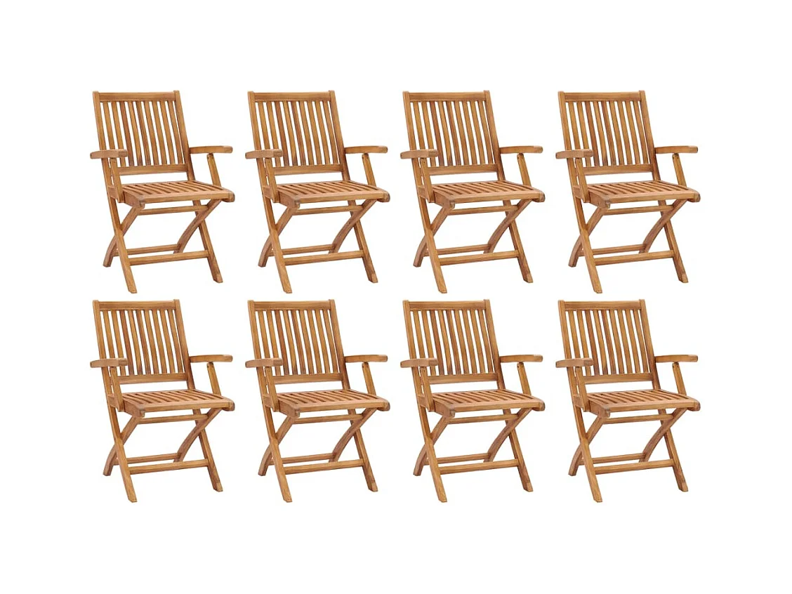 Chaises pliables de jardin lot de 8 Bois de teck solide
