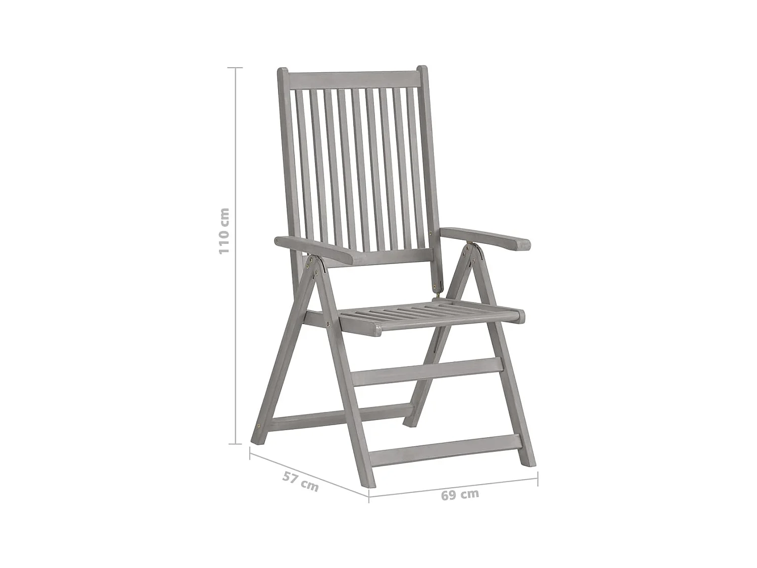 Tuinstoelen 4 st verstelbaar met kussens massief acaciahout