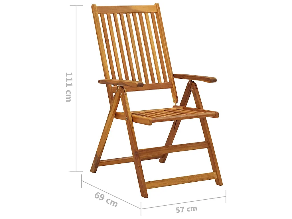 Inklapbare stoelen 3 st met kussens massief acaciahout