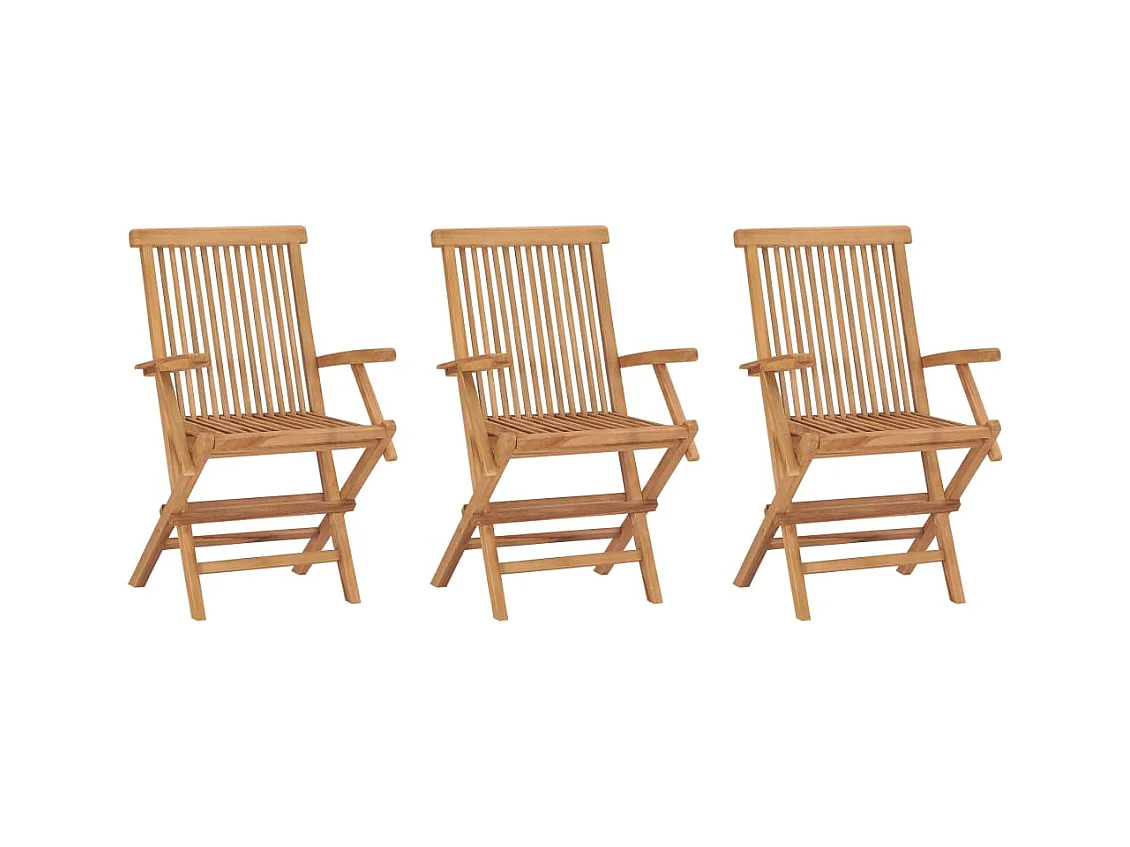 Chaises de jardin pliables lot de 3 Bois de teck massif