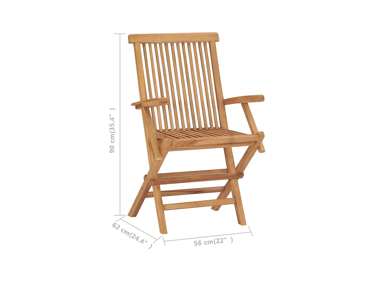 Chaises de jardin pliables lot de 3 Bois de teck massif