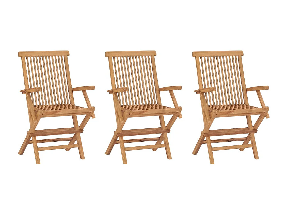 Chaises de jardin pliables lot de 3 Bois de teck massif